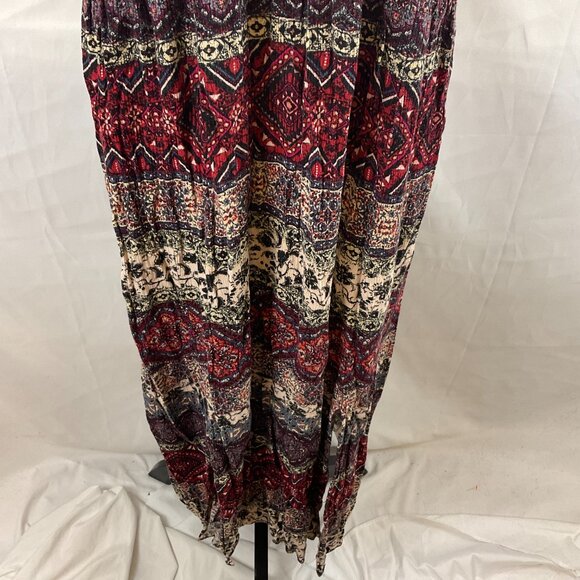 Soft Surroundings Smocked Dress 1X Maroon Cream Blue Mandala Print Short Sleeve - Picture 5 of 16